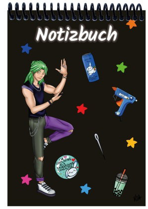 A 4 Notizblock Manga Quinn, schwarz, kariert