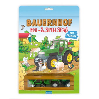 TRÖTSCH - Malbuch Bauernhof Mal- und Spielspaß |Malbuch mit Spielzeug-Traktor und Anhänger | Ab 3 Ja