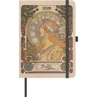 teNeues - ArtDiary Alfons Mucha 2026 - Buchkalender 16x22 cm | Wochenkalender mit Jugendstil-Motiven