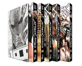 Attack on Titan, Bände 11-15 im Sammelschuber mit Extra. Bd.11-15