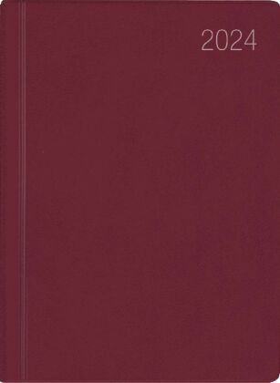 Taschenkalender bordeaux 2024 - Büro-Kalender 8,3x10,7 - 1W/1S - flexibler Kunststoffeinband - 650-1
