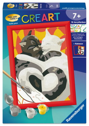 CreArt, Malen nach Zahlen Kinder - Katzen-Liebe