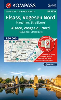 KOMPASS Wanderkarten-Set 2220 Elsass, Vogesen Nord, Hagenau, Straßburg / Alsace, Vosges du Nord, Hag