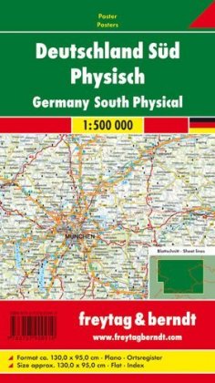 Deutschland Süd physisch, 1:500.000, Poster. Germany South Physical