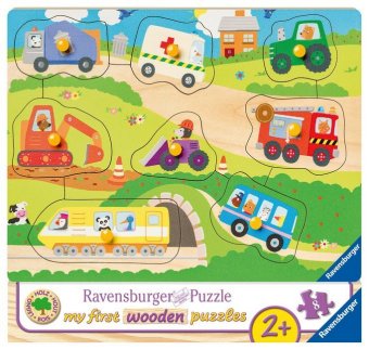 Ravensburger Kinderpuzzle - 03684 Lieblingsfahrzeuge - my first wooden puzzle mit 8 Teilen - Puzzle
