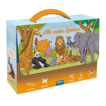 TRÖTSCH - Beschäftigungskoffer Mein bunter Koffer Alle meine Zootiere | Koffer mit einem Spiel- und