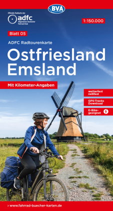 ADFC-Radtourenkarte 5 Ostfriesland / Emsland 1:150.000, reiß- und wetterfest, E-Bike geeignet, GPS-T