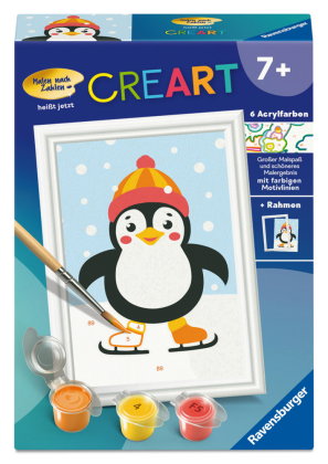 CreArt, Malen nach Zahlen Kinder - Pinguin im Schnee