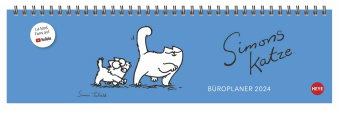 Simons Katze Büroplaner 2024. Kultiger Tischkalender für den Arbeitsplatz. Lustiger Spiral-Kalender