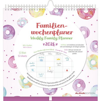 Alpha Edition - Familien Wochenkalender Dots 2026 - Familienplaner im Format 30,5x30,5 cm - Wochenka