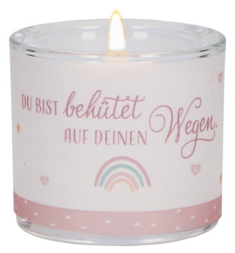 Glaswindlicht zur Taufe in Rosa - Du bist behütet...