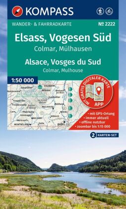 KOMPASS Wanderkarten-Set 2222 Elsass, Vogesen Süd / Alsace, Vosges du Sud, Colmar, Mülhausen / Mulho