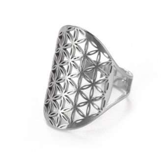 Ring "Blume des Lebens" Edelstahl offen verstellbar