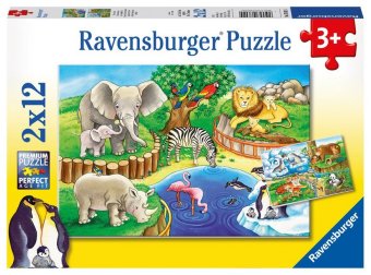 Kinderpuzzle 2x12 Teile - Tiere im Zoo