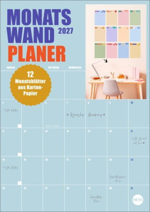 Monats-Wandplaner bunt 2027 - 12 einzelne Blätter zur individuellen Nutzung