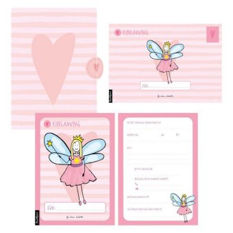 12 Einladungskarten Geburtstag Mädchen (Feen). Handgemachte Einladungskarten Kindergeburtstag incl.