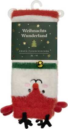 Weihnachtswunderland, Couch-Flauschsocken, Rentier, Größe 36-41