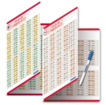 Ich übe alle Additionsaufgaben und Subtraktionsaufgaben im Zahlenraum bis 20 mit Stift