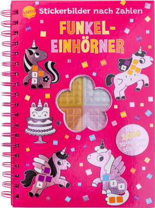 Stickerbilder nach Zahlen. Funkel-Einhörner (Mit 1.000 3D-Mosaik-Folienstickern)