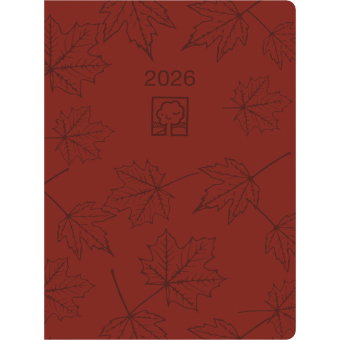 Zettler Taschenkalender 1T/1S weinrot Blauer Engel 2026 - Roter Timer 10 × 14 cm, 1 Tag pro Seite mi