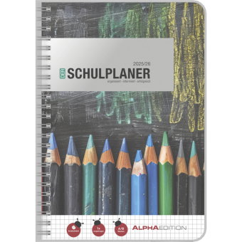 Alpha Edition - Schulplaner Ringbuch Schwarz 2026 - DIN A5 (ca. 15×21 cm) mit Spiralbindung & Klarsi