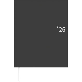 Zettler Wochenbuch anthrazit Leine 1W/2S 2026 - Buchkalender 21 × 26 cm, 1 Woche auf 2 Seiten, watti