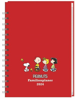Peanuts Familienplaner Buch A5 2024. Familienkalender mit 5 Spalten. Liebevoll illustrierter Buch-Ka