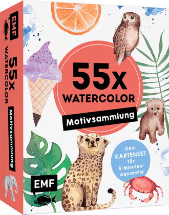 55 x Watercolor - Motiv-Sammlung: Kartenset für 5-Minuten-Aquarelle