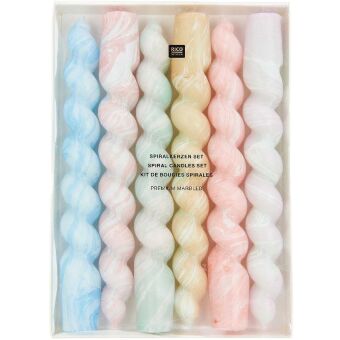 Spiralkerzen Set 18,5 cm, marmoriert