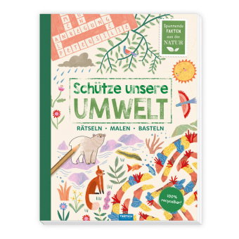 TRÖTSCH - Beschäftigungsbuch "Schütze unsere Umwelt-Tiere" | Recyclebares Kinderbuch mit Rätseln, Ma