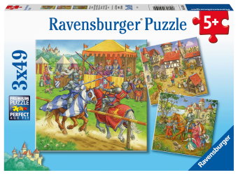 Kinderpuzzle 3x49 Teile - Ritterturnier im Mittelalter