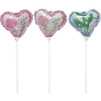 Mini Folienballon Set, Florale Herzen