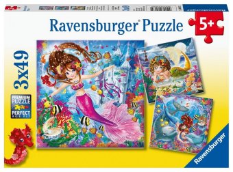 Kinderpuzzle 3x49 Teile - Bezaubernde Meerjungfrauen