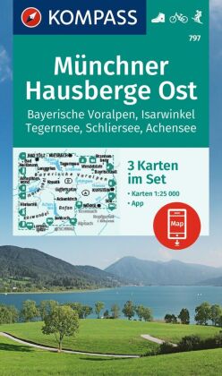 KOMPASS Wanderkarten-Set 797 Münchner Hausberge Ost, Bayerische Voralpen, Isarwinkel, Tegernsee, Sch