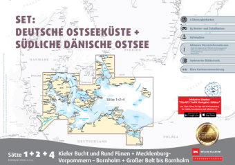 Sportbootkarten Satz 1, 2 und 4 Set: Deutsche Ostseeküste und Südliche Dänische Ostsee (Ausgabe 20