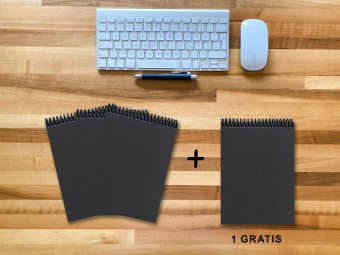 A 5 Notizblock - Set, 3+1 gratis, Luxury 80 Seiten SCHWARZ ONYX GLITTER-OPTIK, punktiert 5x5mm