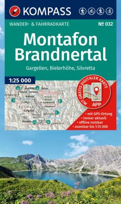 KOMPASS Wanderkarte 032 Montafon, Brandnertal, Gargellen, Bielerhöhe, Silvretta 1:25.000