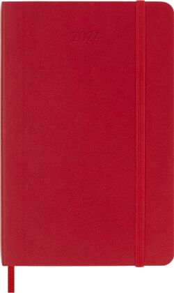 Moleskine 12 Monate Wochen Notizkalender 2024, Pocket/A6, Scharlachrot