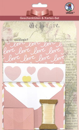 URSUS Geschenktüten- & Karten-Set "Romance"