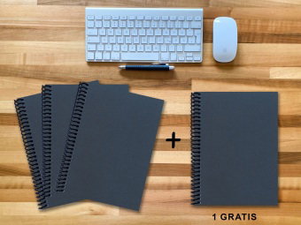 A 4 Notizbuch - Set, 3+1 gratis, Luxury 80 Seiten BLAU NEW LAPISLAZULI GLITTER-OPTIK, punktiert 5x5m