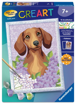 CreArt, Malen nach Zahlen Kinder - Dackel Lilac