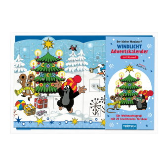 TRÖTSCH - Windlicht Adventskalender "Der kleine Maulwurf" | Weihnachtskalender mit 24 leuchtenden Mo