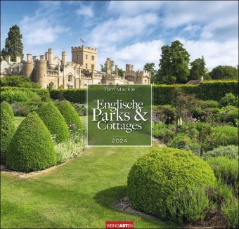 Englische Parks & Cottages Kalender 2024. Wandkalender mit 12 romantischen Fotos für Liebhaber engli