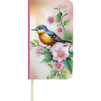 Alpha Edition - Lady Journal Slim Bird 2026 - Taschenkalender 9×16 cm - Weekly - eleganter Wochenpla