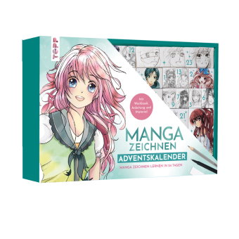 Manga zeichnen Adventskalender - Manga zeichnen lernen in 24 Tagen. Mit Anleitungsbuch, Workbook und