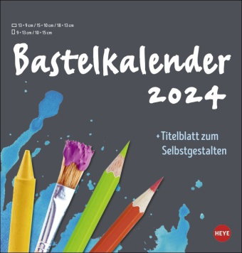 Bastelkalender 2024 anthrazit mittel. Blanko-Kalender zum Basteln mit extra Titelblatt für eine pers
