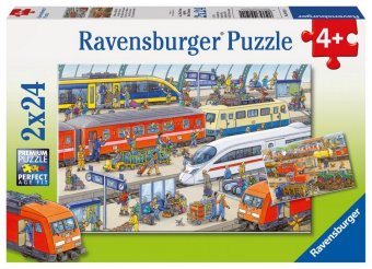 Kinderpuzzle 2x24 Teile - Trubel am Bahnhof