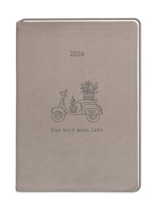 Terminplaner Lederlook 2026 Taupe