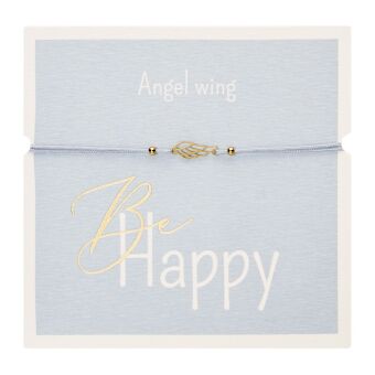 Armband - "Be Happy" - vergoldet - Engelsflügel