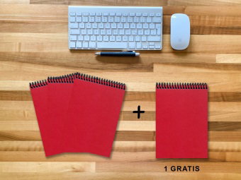 A 5 Notizblock - Set, 3+1 gratis, Luxury 80 Seiten ROT JUPITER GLITTER-OPTIK, punktiert 20x20mm